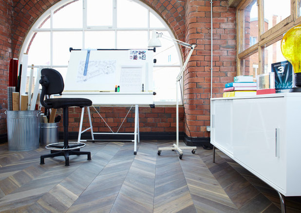 Contemporary Home Office & Library by Cheville Parquet